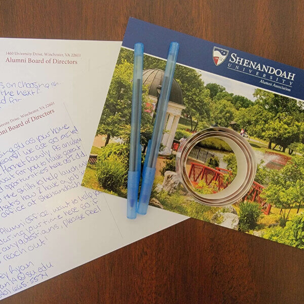 Postcards sent to First-year students welcoming them to Shenandoah