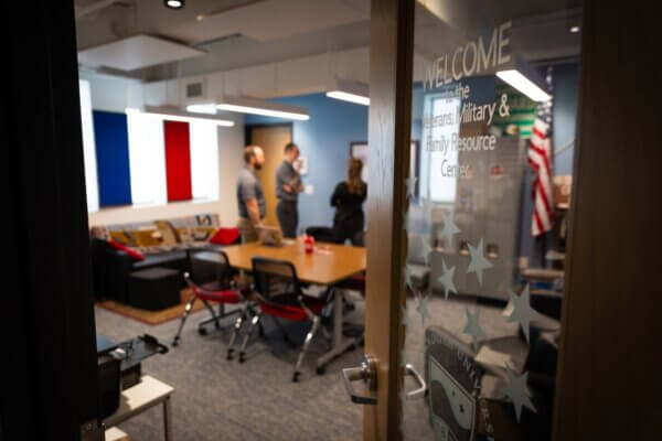 A view from the doorway of Shenandoah University's Veterans, Military and Families Center.