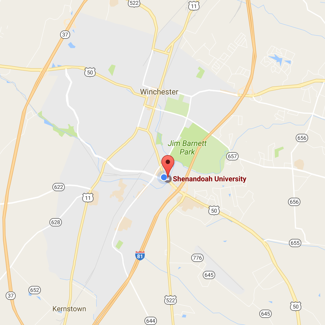 Map of Shenandoah University