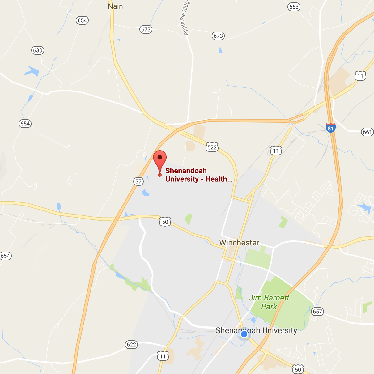 Map of Shenandoah University