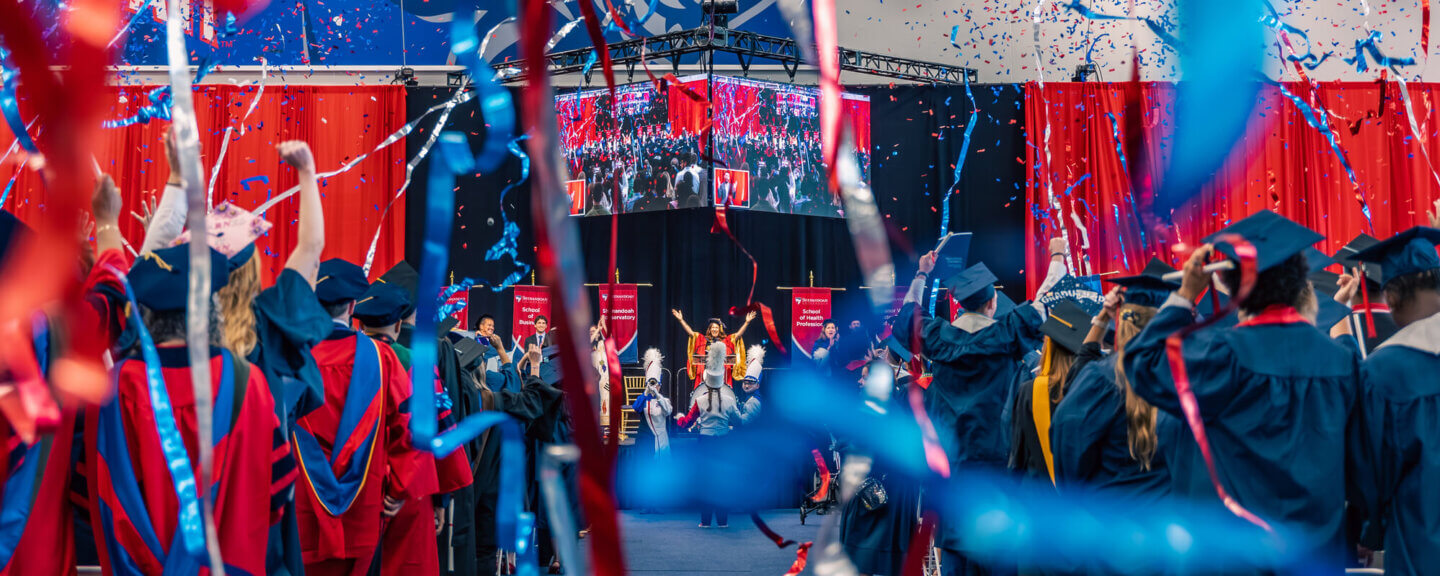 Confetti falling at Commencement 2026