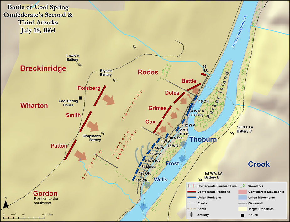 Map of The Second and Third Attacks of the Battle of Cool Spring