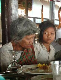 Cambodian grandmother and little grandaughter