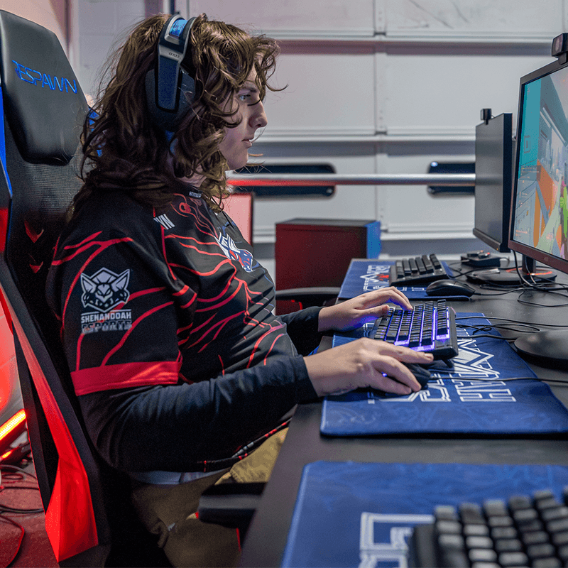 Esports player at computer