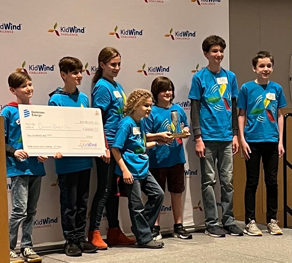 Operation Cheap & Clean Kid Wind solar challenge middle school team from Loudoun County