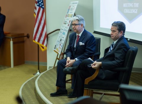 Brand experts Patrick Jephson and William Beaman at Shenandoah University's Eighth Annual Business Symposium in 2016