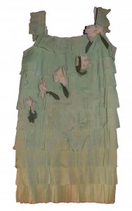 Photo of a dress created for an early Shenandoah Apple Blossom Festival, included in a book on Winchester's 275th anniversary, co-written by Shenandoah University students. 