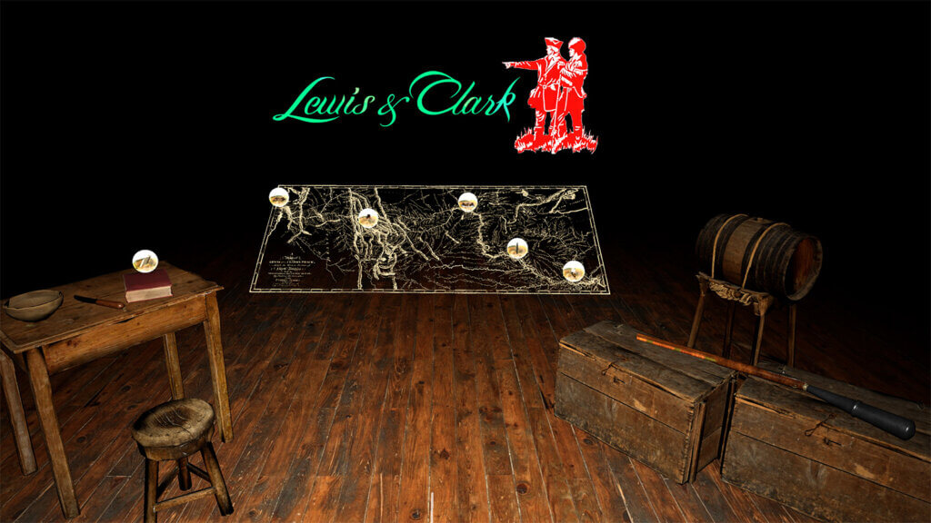 Lewis and Clark VR: Main Menu Featuring the Map William Clark Made for the Corps of Discovery