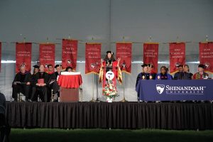 Photo of President Tracy Fitzsimmons at commencement