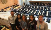 Shenandoah University students at the United Nations waiting for Dr. Margaret Chan to address WHO member country health ministeries and open the 69th World Health Assembly