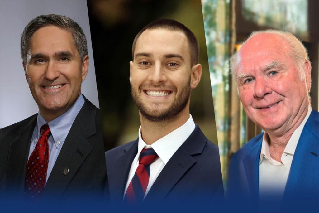 New members of Shenandoah University Board of Trustees: Randy Minchew, Kyle Feldman and Cecil Pruitt, Jr.