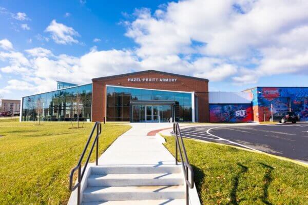 Exterior photo of Hazel-Pruitt Armory.