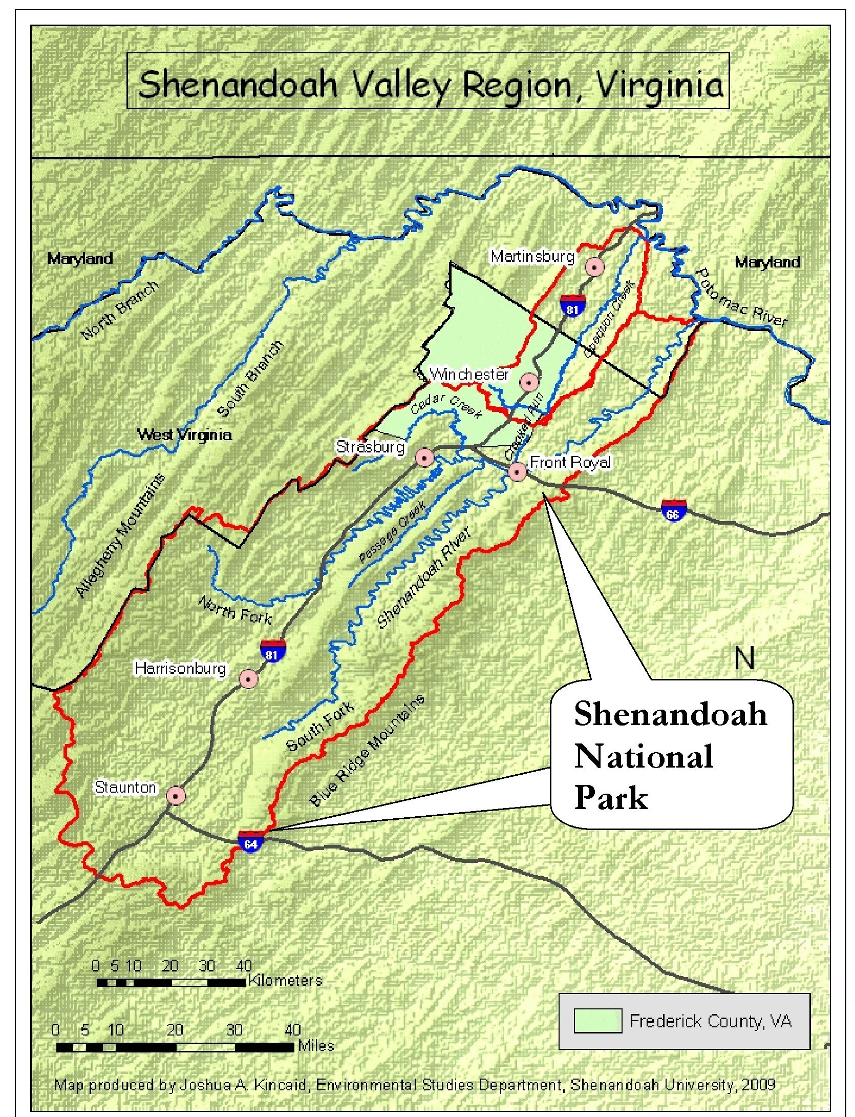 Shenandoah National Park Line Map Insulated Water Bottle
