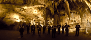 Shenandoah Conservatory clarinet ensemble plays Icelandic hymn in Luray Caverns.