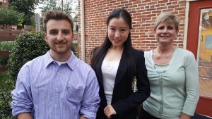 Photo of Master of Business Administration students Collin Sack ’13, ’14, ’16, Jing Kang ’16, and Teresa “Terri” Cluss ’16