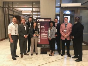 Photo of Shenandoah University Harry F. Byrd, Jr. School of Buiness sport management students who attended CSRI conference. Four of the students were on a team that won case study competition.