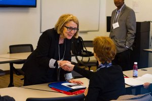 Photo of Professor of Comparative Literature and Director of Gender and Women's Studies Petra Schweitzer, Ph.D., at the Virginia Humanities Conference hosted by Shenandoah University in April 2017.