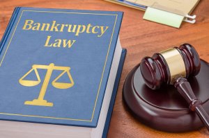 Bankruptcy law book and gavel