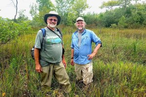 Photo of Shenandoah University Professor of Environmental Studies and Biology at Woodward Bousquet, Ph.D., (left) and Virginia Natural Heritage Program Vegetation Ecologist Gary Fleming (right).