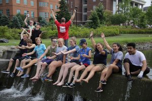 Shenandoah University Youth Theology Institute students after cleaning up Abrams Creek on campus.