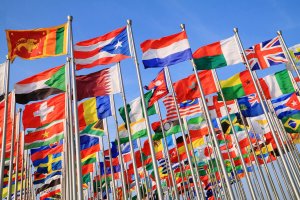 Stock image of international flags.