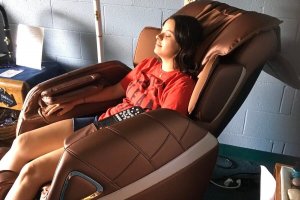 Student in Shenandoah University's Relaxation Room.
