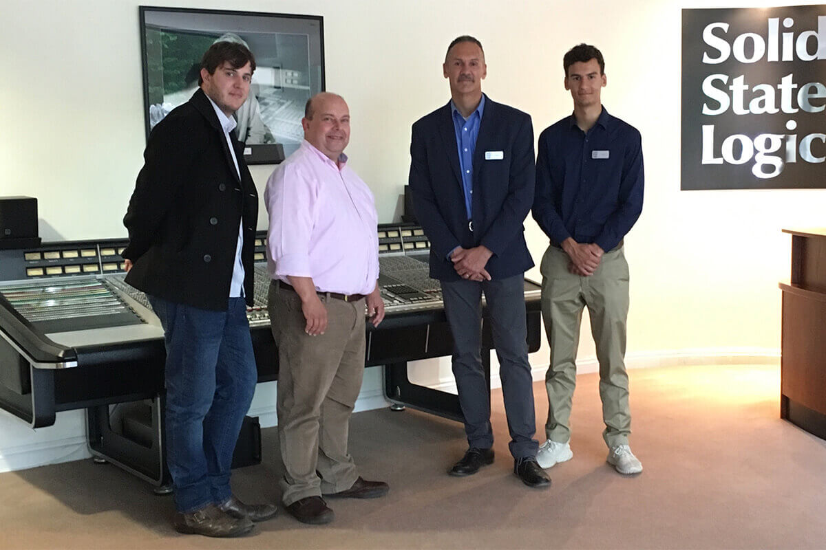 O’Neill ’92 Tours Solid State Logic Facility in England and Celebrates Continued Partnership
