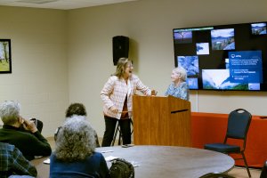 Hilde Matheson, who experienced life as a displaced person after WWII, speaks at Shenandoah University in March 2022