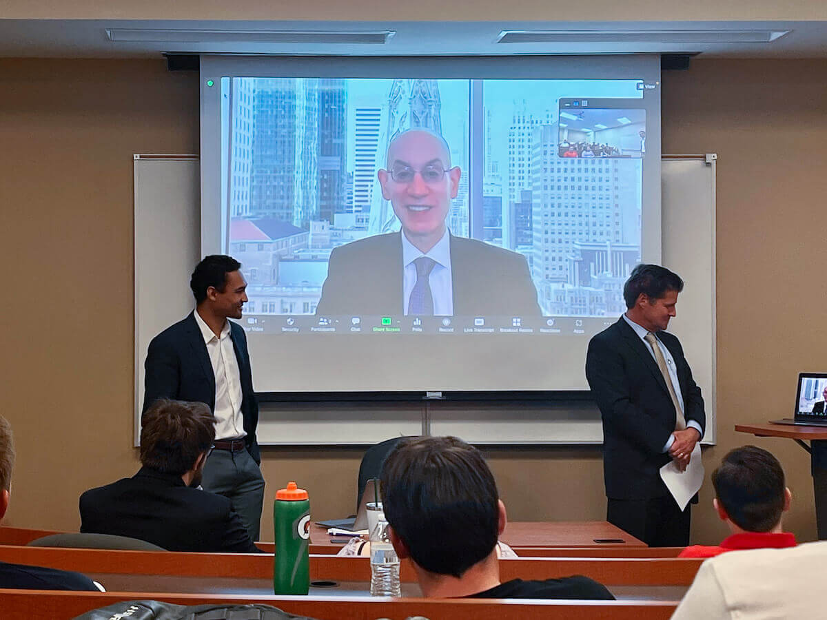Sport Law Students Get Surprise Virtual Visit From NBA Commissioner Adam Silver offered class insight into his journey from law school to the NBA