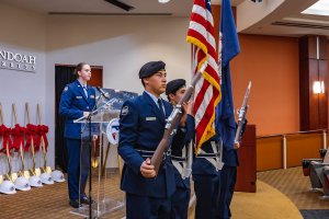 Students from Randolph-Macon Academy present the nation's colors during the groundbreaking ceremony for the HIVE