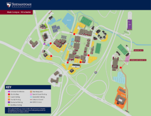 Shenandoah University campus map for 2023 Commencement