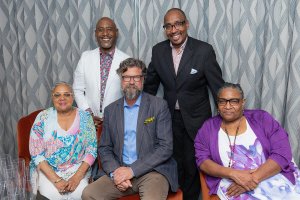 Dean Stepniak with Shenandoah Conservatory alumni Patrick D. McCoy, Edryn Coleman, Jerilynn Payne and Linda Hall