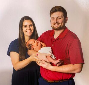 Ashlyn and Matthew Staul with their newborn baby Cameron