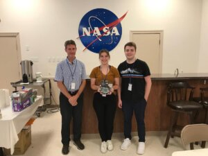 Shannon Eissele ’24 (biology) and Connor Hill ’26 (computer science and data science and applied mathematics) at NASA's RockOn program.