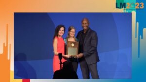 Sheila Hautbois and Dr. Cliff Morris receive the ACLM’s 2023 Clinical, Business & Innovation Award.