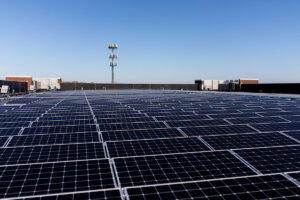Rooftop solar panels at Shenandoah University.