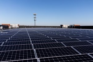 Rooftop solar panels at Shenandoah University.