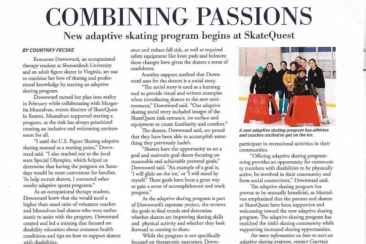OTD Student’s Efforts Featured In Figure Skating Magazine Roseanne Downward's Focus is On Adaptive Skating