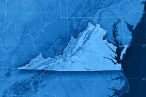 Map image of Virginia tinted blue