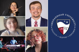 Images of Shenandoah University's 2023-24 'Strong Scholars' alongside the university's logo.