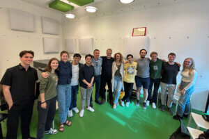 Tim Roberts leads workshop with the saxophone studio at the Conservatory of Amsterdam