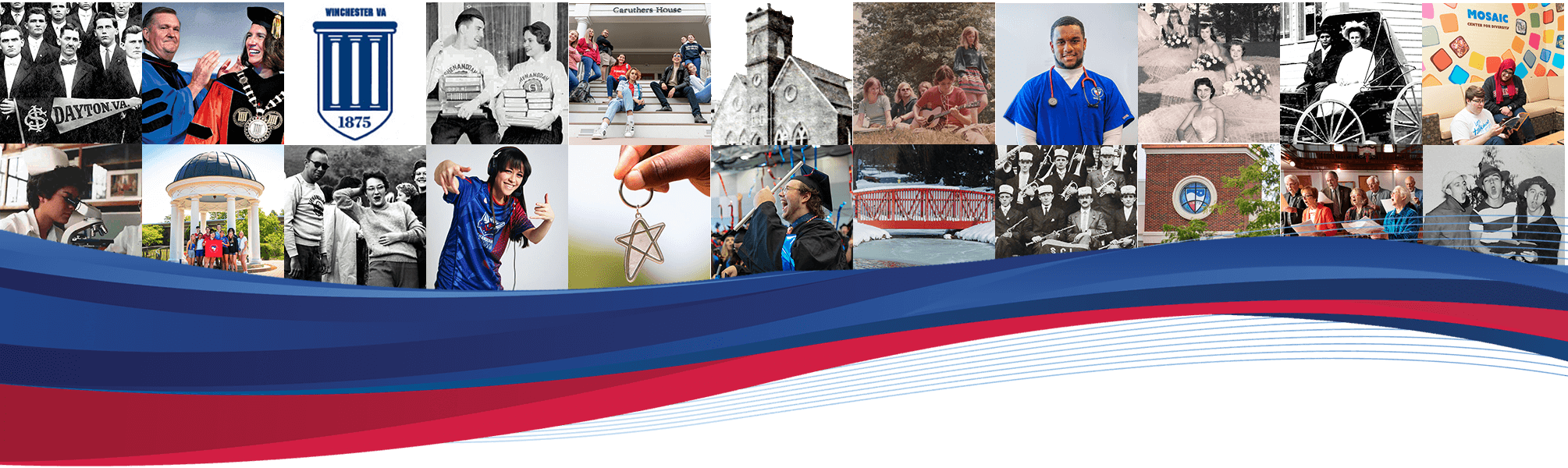 Collage of vintage and modern university photos