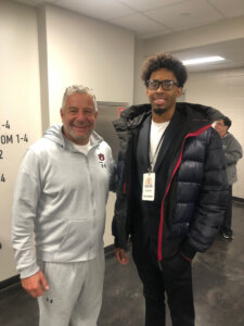 Shenandoah University student Joshua Randolph poses for a photo with Auburn men's basketball coach Bruce Pearl.