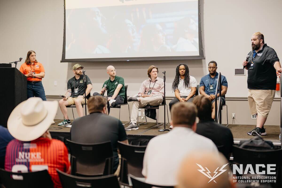 Shenandoah Esports Director Alyssa Duran helps lead a panel discussion at the 2025 NACE Convention.