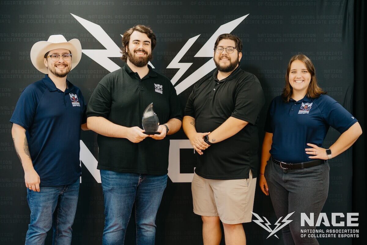 Shenandoah Esports' Chase Neukam, Ian Burnett, Fernando Preciado-Leal, and Alyssa Duran.