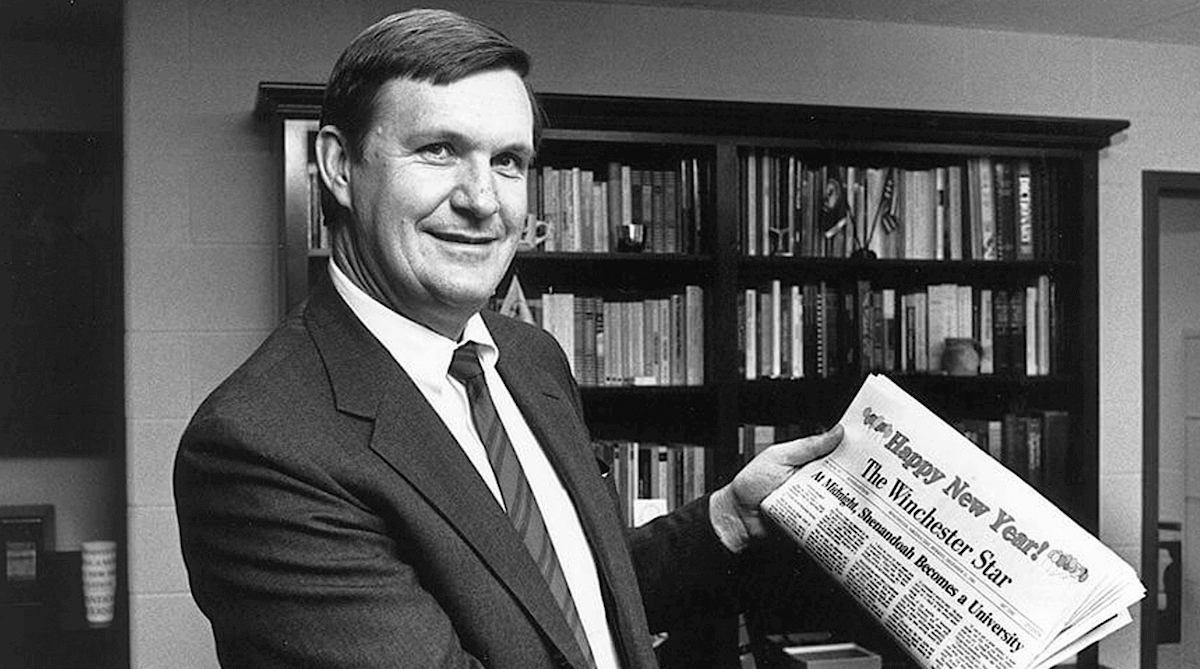 Jim Davis holds a copy of the Winchester Star.