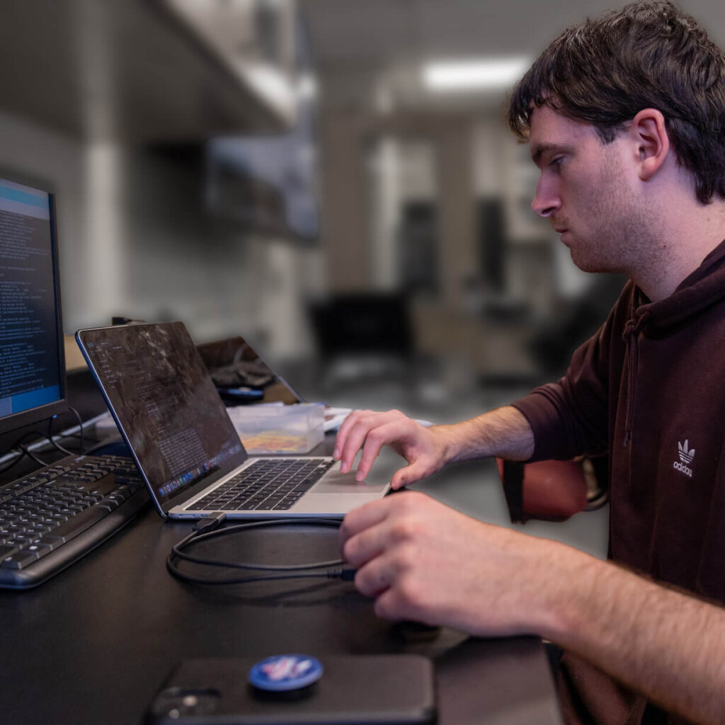 Student working on data analytics