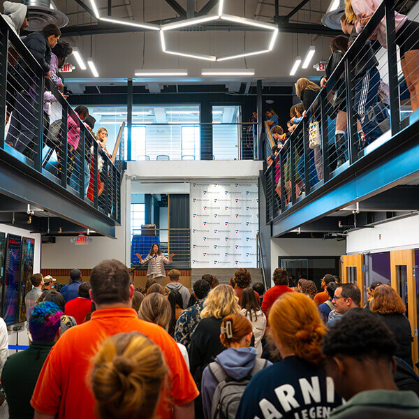 University president, Tracy Fitzsimmons, addresses students during International Convocation