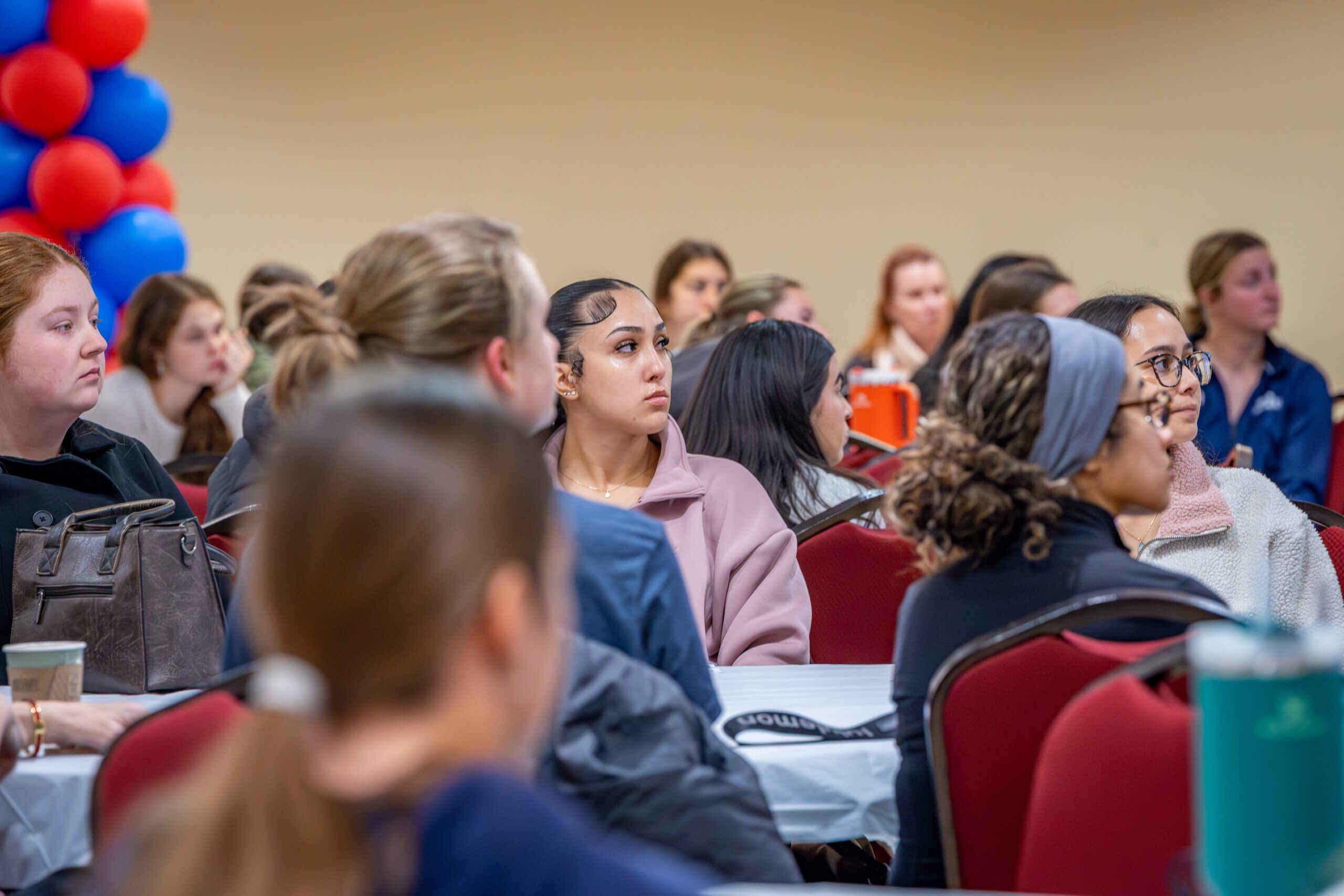 Students in audience at Summer Internship Fair Fall 2025
