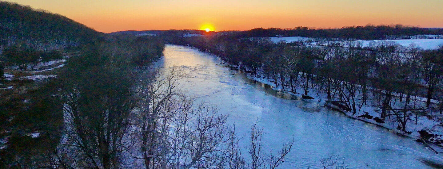 Sunset over the Shenandoah River at Cool Spring River Campus